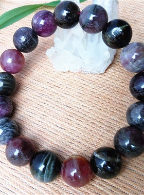 天然黑红碧玺手链圆珠13MM