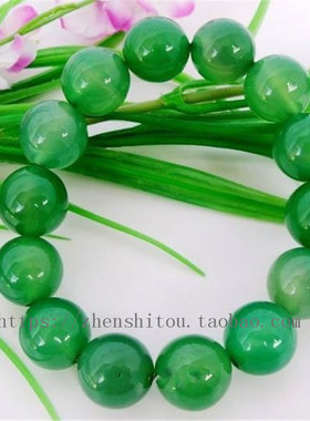天然绿玛瑙手链圆珠男女情侣款