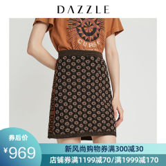 DAZZLE地素 2019秋装新款时尚修身侧缝拼接针织半裙女2G3E7011N