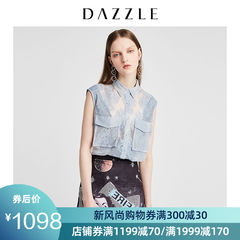 DAZZLE地素 2019夏装时尚蕾丝绣花双贴袋无袖蕾丝衫女2G2C1057R