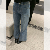 休闲裤 「 百搭显瘦女 秋冬新款 直筒裤 新年折扣 」水洗双口袋牛仔裤