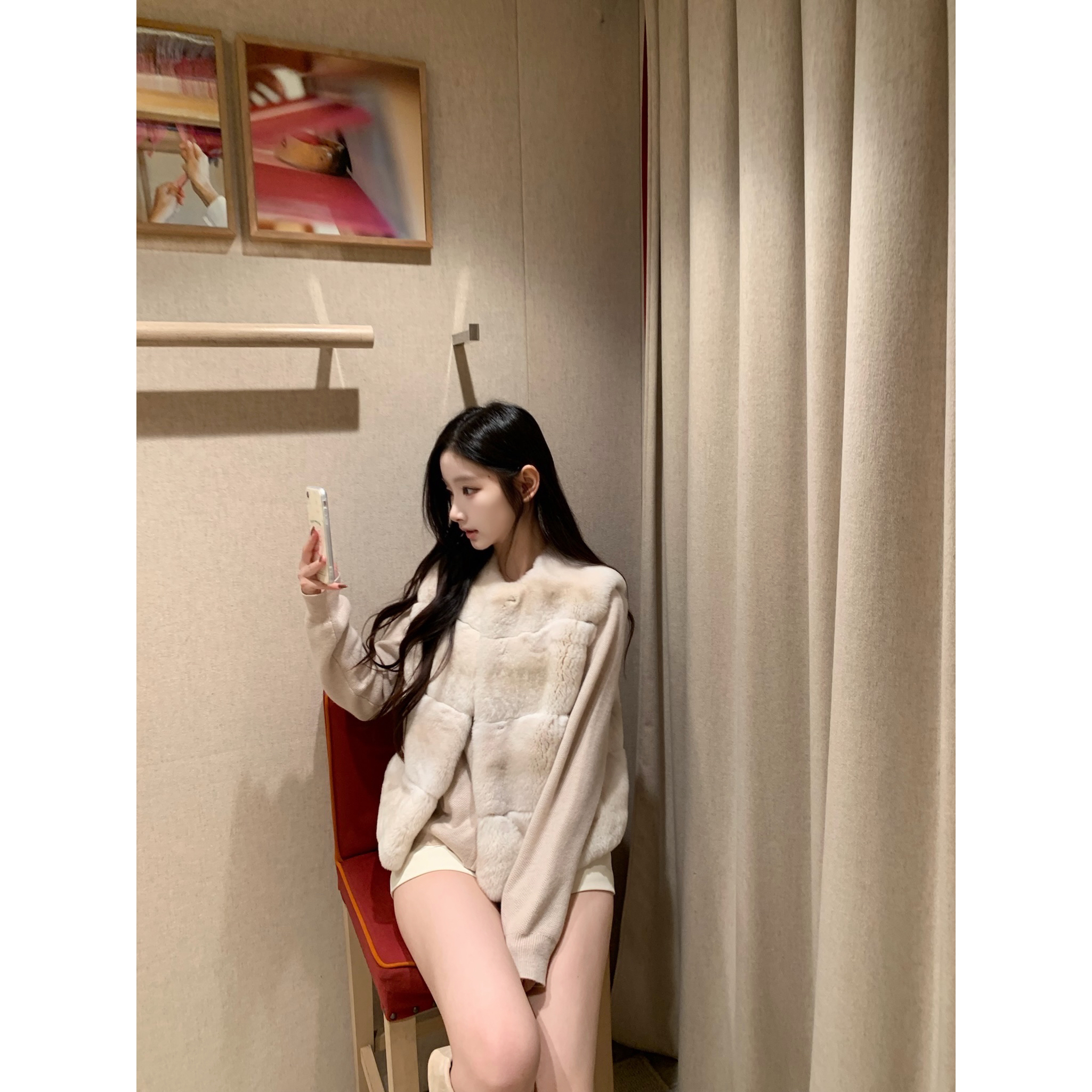 DUCHUNZI 双色奶茶兔 秋冬保暖马甲龙猫 新款皮草外套背心气质女