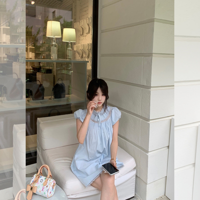 DUCHUNZI 夏末限定娃娃裙 蕾丝公主袖连衣裙少女短袖裙子显瘦女