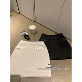 DUCHUNZI 醋酸羊毛磨毛蝴蝶结半裙少女 高腰显瘦包臀气质百搭裙子