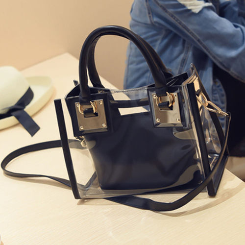 新款透明果冻子母斜挎包