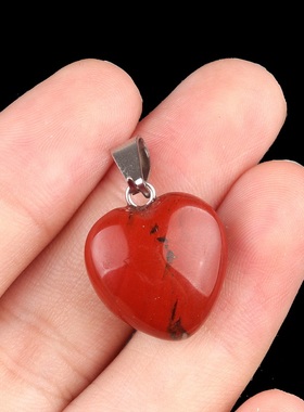 【茜茜珠饰】爱心吊坠天然水晶玛瑙石心形吊坠挂件饰品跨境 28色