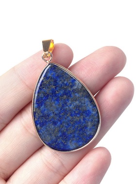 【茜茜珠饰】水滴包边吊坠水晶半宝石水滴项链diy耳环材料 15色