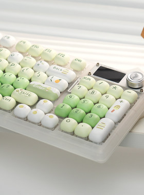 狼蛛F98pro v3透明机械键盘三模无线蓝牙带屏幕旋钮麻将音静音