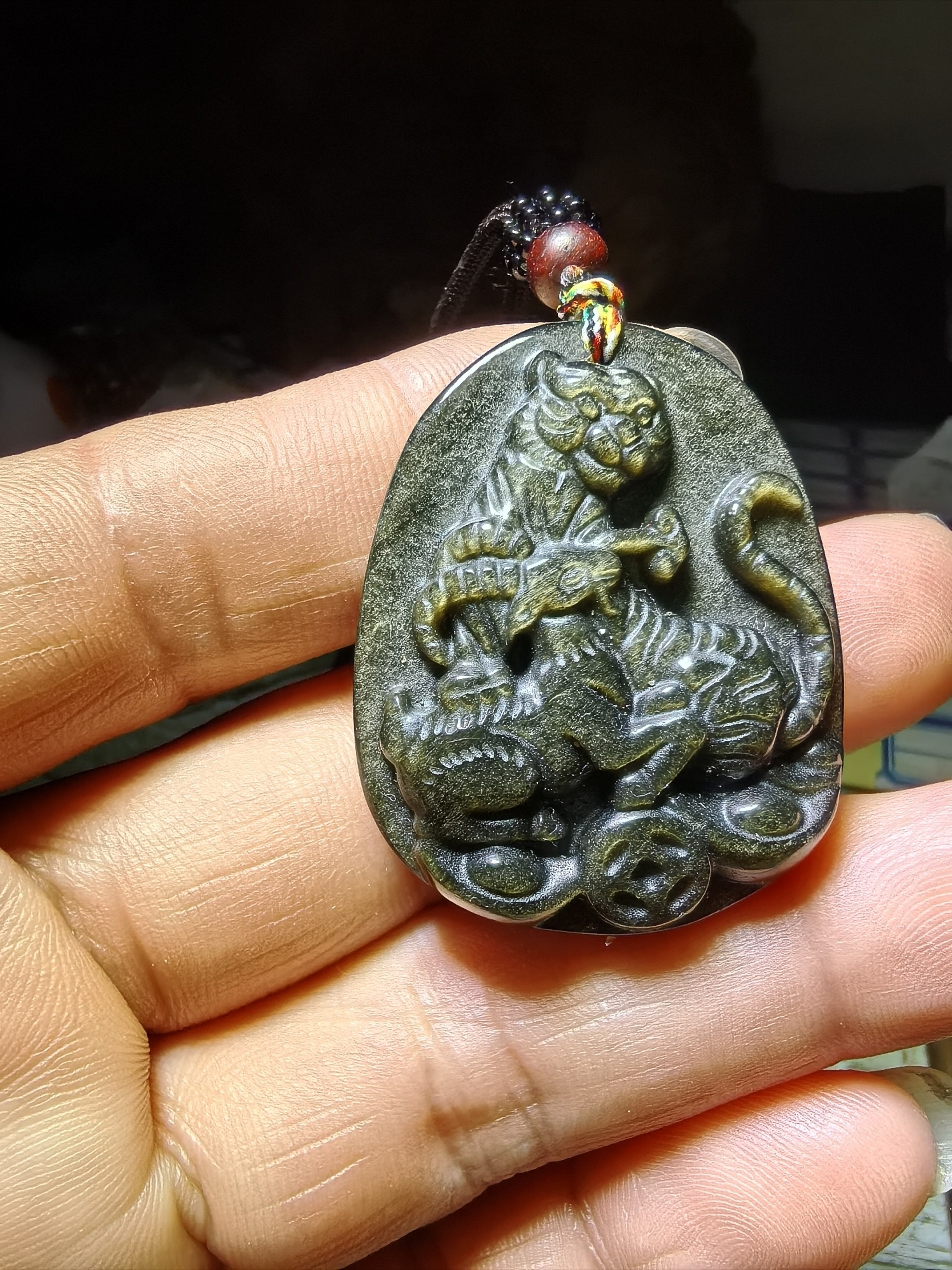 天然黑曜石金曜石吊坠属猪吉祥物黑曜石