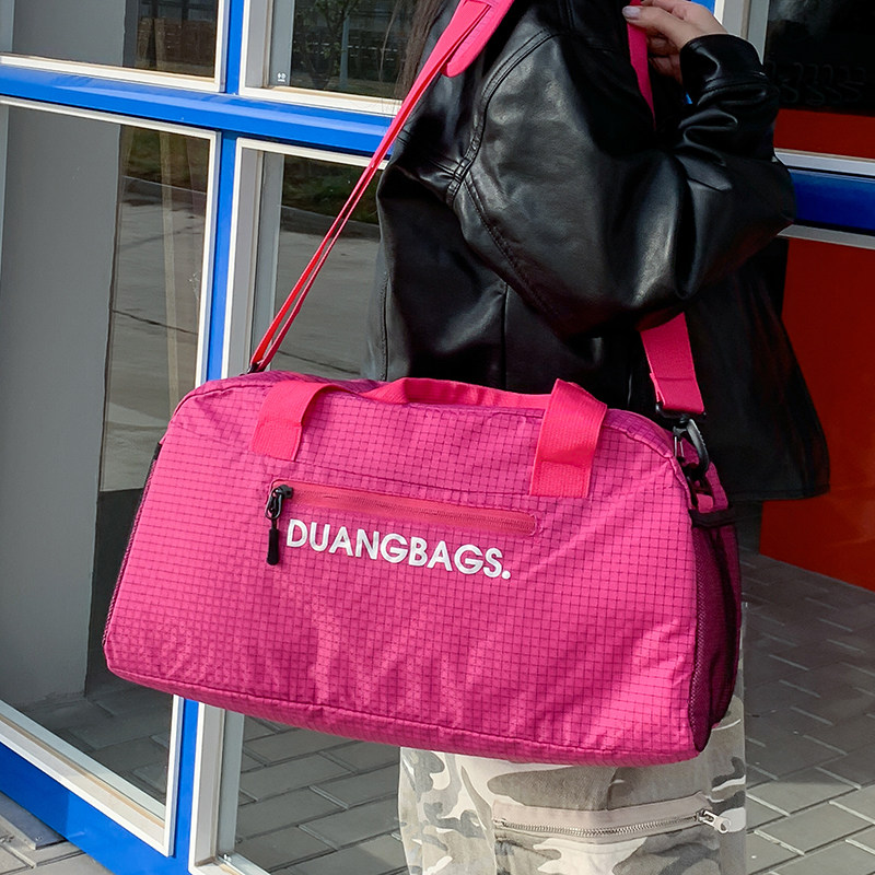 新款短途出差行李袋旅行包纯色字母手提斜挎单肩可登机大容量背包