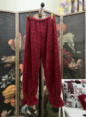 孤品家居睡褲女长裤秋冬季珊瑚绒加厚仙女暖暖裤巨舒適褲新年紅色