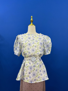 小众设计感法式 薄款 上衣送腰带 女夏季 北纬8度复古系宫廷风衬衫