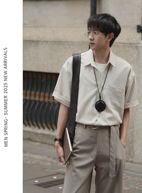 ELI【沙溪】进口凉感莱赛尔夏季抗皱宽松透气休闲短袖白衬衫男