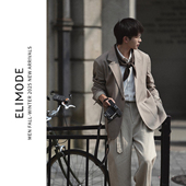 ELI 盖茨比 老钱风羊毛混纺平驳领牛角扣复古休闲西服外套男秋