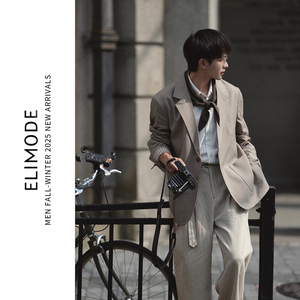 ELI【盖茨比】老钱风羊毛混纺平驳领牛角扣复古休闲西服外套男秋