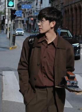 Eli 【苏黎世街区】秋冬复古松弛感美利奴羊毛混纺针织开衫毛衣