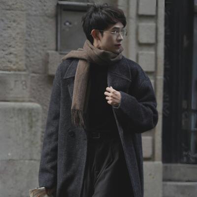 羊毛骆驼绒双面尼大衣外套