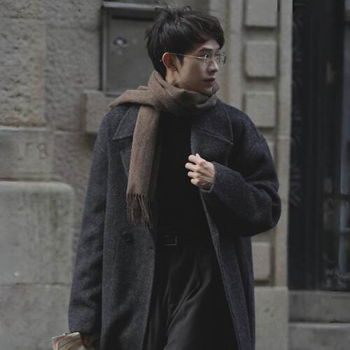 羊毛骆驼绒双面尼大衣外套