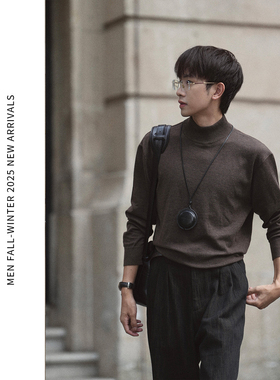 ELI【黑皮诺】羊毛混纺抗起球亲肤半高领毛衣长袖保暖打底衫秋冬