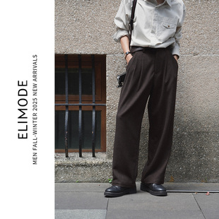 长裤 复古人字纹羊毛混纺内里衬抗皱直筒休闲西裤 秋冬 史诗 ELI