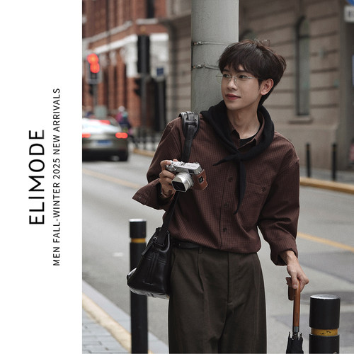 Eli 【圣诞市集】秋冬季时尚色织复古通勤松弛感免烫格纹格子衬衫