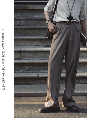 ELI【苍山】夏季透气廓形抗皱通勤宽松直筒黑色休闲西裤中缝裤男