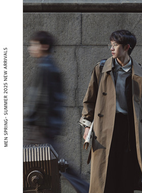 ELI【冷杉】可立领简约设计感中长款通勤双排扣风衣外套男女秋冬