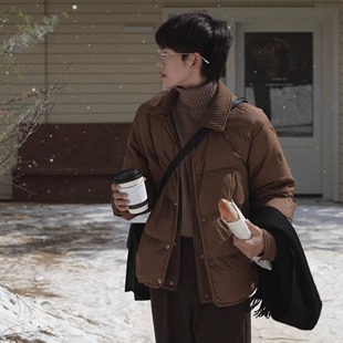 保暖短款 假两件翻领设计24冬季 羽绒服夹克外套 五折清仓 ELI