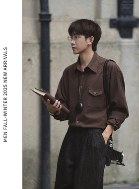 ELI【晚秋】秋冬复古磨毛插肩袖抗皱易打理长袖衬衫叠穿休闲衬衣