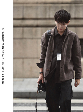 ELI【牧羊少年】可立领羊毛混纺长袖简约休闲针织开衫外套秋冬季