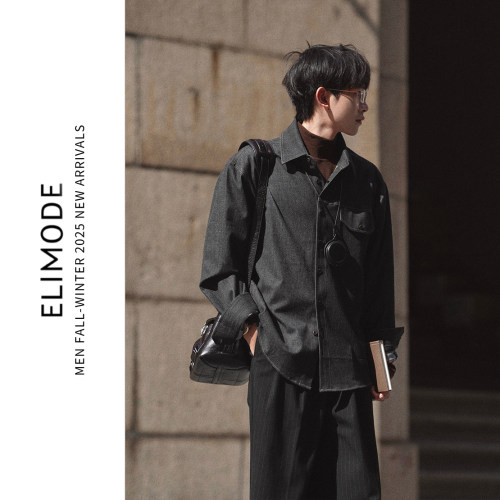 ELI可机洗微绒触感牛仔衬衫外套