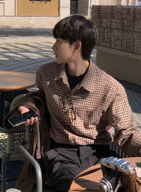 Eli 2024春季新款潮流格子衬衫韩版简约百搭潮流复古格子衬衫