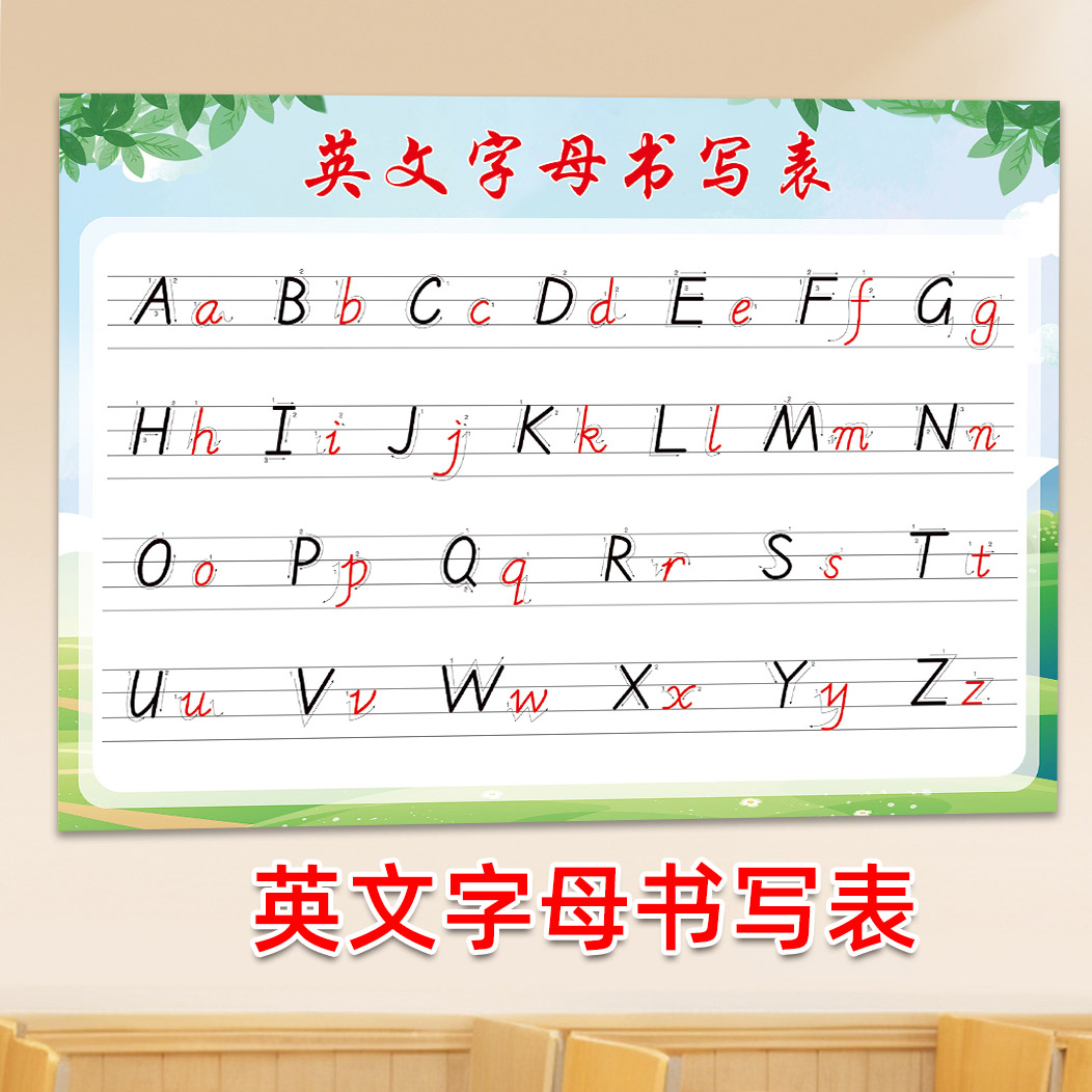 英文26个字书写顺序表墙贴画挂图