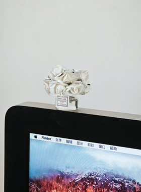 治愈系白玫瑰电脑显示器装饰摆件办公室工位桌面屏幕情绪稳定神器