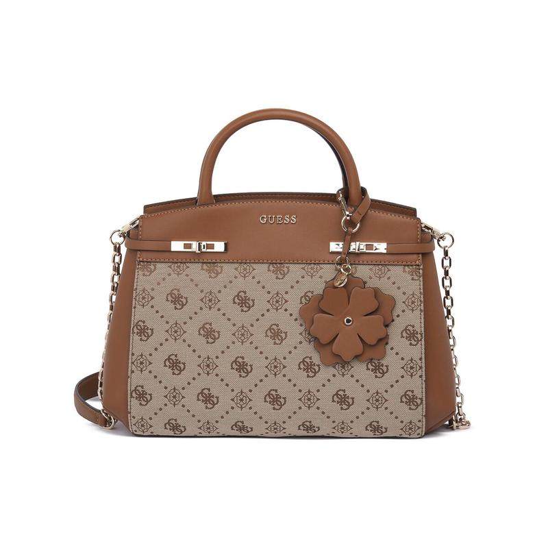 代购GUESS女士手提包磁吸扣设计拉链内袋可拆卸肩带花朵挂饰棕色,箱包皮具/热销女包/男包,手拿包,淘宝优惠券,粉丝福利购,淘宝优惠卷