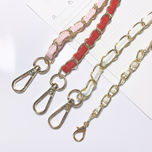 小香风包链pu珍珠包包斜跨链条备用手工钩织包包链条配件120cm