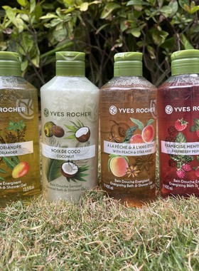 德国YvesRocher伊夫黎雪椰子树莓味全身嫩白沐浴露泡泡丰富400ml
