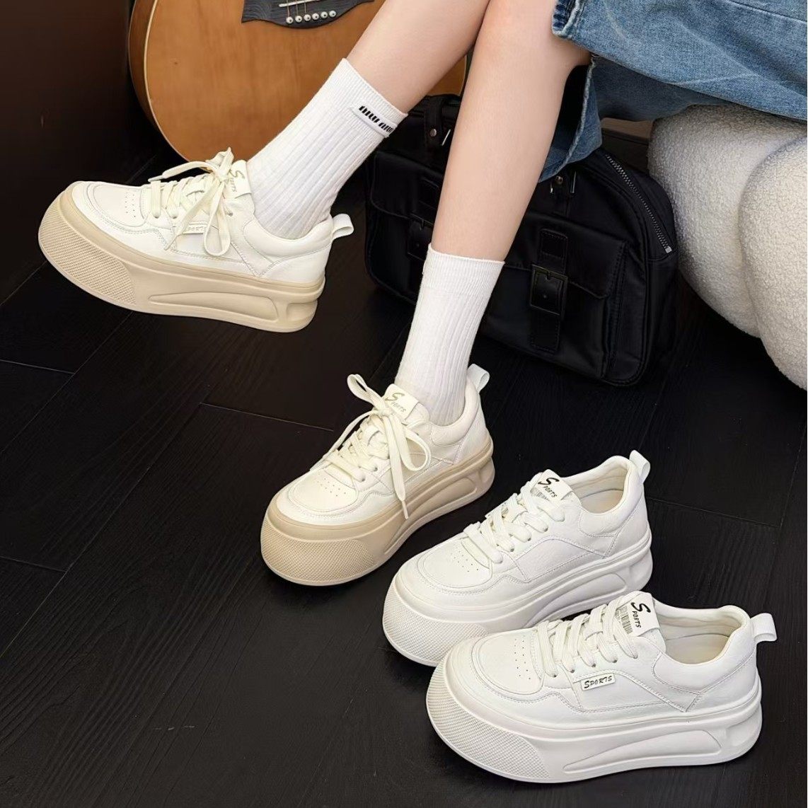 厚底松糕小白鞋女2026新款真皮百搭运动休闲鞋舒适软底轻便板鞋,女鞋,时尚休闲鞋,淘宝优惠券,粉丝福利购,淘宝优惠卷
