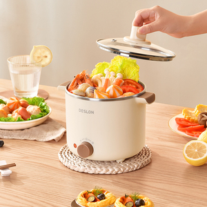 德世朗电煮锅多功能家用学生寝室一人食煮泡面电热火锅1.2L