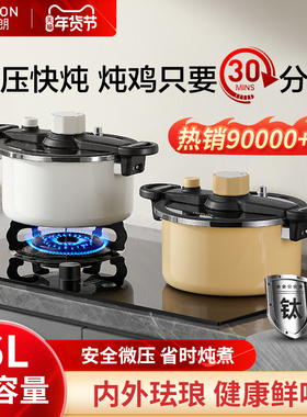 德世朗微压锅炖汤盅汤锅珐琅钛锅家用焖烧搪瓷锅电磁炉燃气煮汤桶