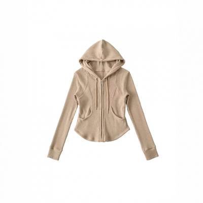 NSS美式拉链连帽针织开衫外套女