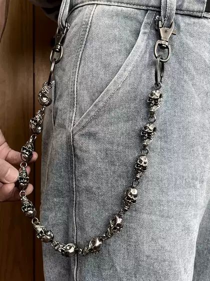 Motorcycle Metal Skull Jeans Chain Hip-Hop European and American Punk Dark Skull Personality Men's Trendy Waist Chain Hot Girl Accessories
