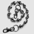 Distressed Gun Black Big Ghost Head Pants Chain