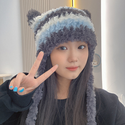 猫耳帽编织材料包手工diy粗毛线团仿皮草帽子冬季送女友闺蜜礼物