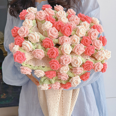 渐变丝绒玫瑰花毯手工礼物七夕