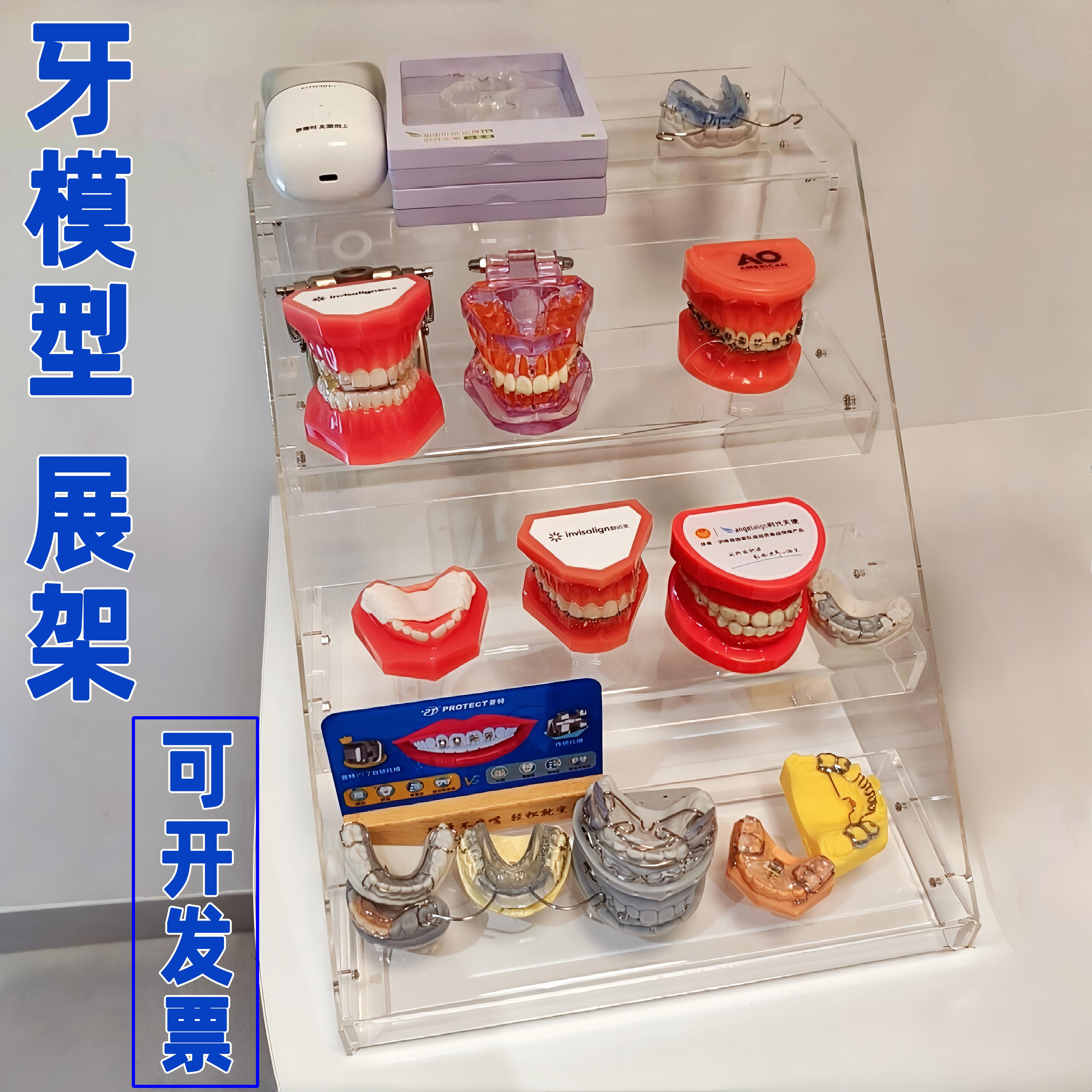 牙医院假牙科义齿口腔模型道具展示架药店诊所置物架器械收纳桌面