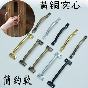 复古黄铜弓形拉手美式现代明装家具铜拉手抽屉衣柜门木门轻奢拉手