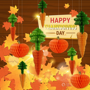 Thanksgiving感恩节氛围装饰布置店铺橱窗吊饰挂件南瓜幼儿园教室