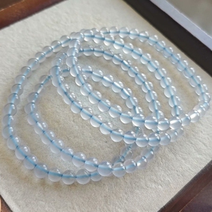 天然玉髓蓝玉髓多圈手串冰透108圈5.3mm手串冰透无瑕疵玛瑙玉髓