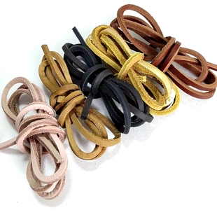 牛皮鞋带方形深棕色浅棕色高档复古皮条头层皮切割皮绳3mm挂绳